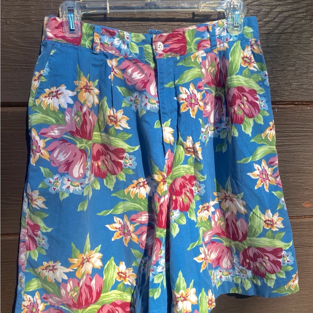 Cambridge Dry Goods Blue Floral High Waist Shorts
